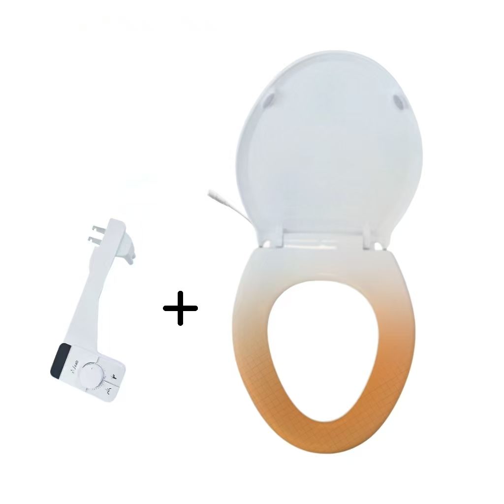 Two in One LED Night Light Heated Elongated Modern Toilet Seat Bidet with Bidet Attachment